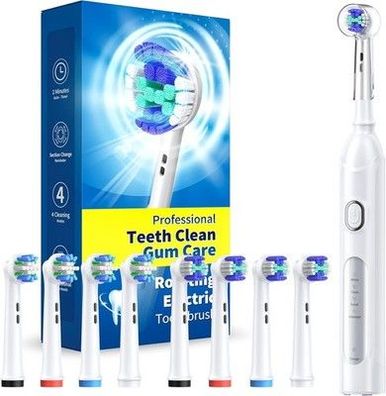Rotierende elektrische Zahnbürste für Erwachsene mit 8 Bürstenköpfen (2 Typen)