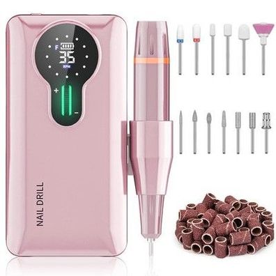 Engerwall Professionelles Maniküre-Pediküre-Set Wiederaufladbare Nagelfräse Rosa
