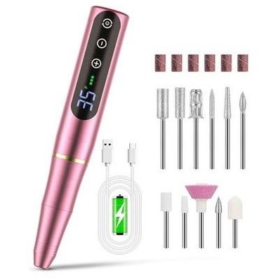 Nagelfräser Set Elektrisch, Nailgirls 11 in 1 Aufladbare 35000 RPM, Nagelfräse