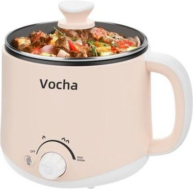 Vocha Elektrischer Hot Pot mit Warmhaltefunktion, 1.6L Antihaft-Elektrisch Beige