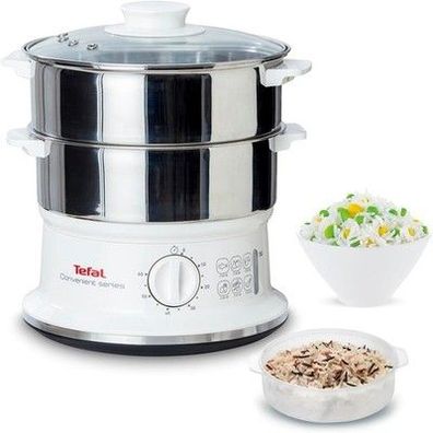 Tefal Dampfgarer elektrisch, 2 Edelstahlbehälter, 6L Fassung, 900W, weiß, VC1451
