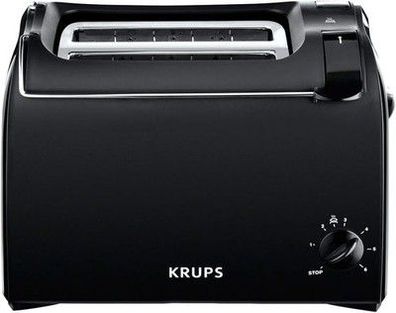 Krups KH1518 Toaster mit eingebautem Brötchenaufsatz Schwarz Kunststoff, Schwarz