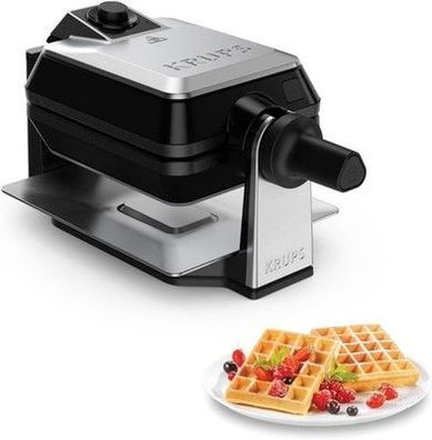 Krups FDD95D Doppel-Waffeleisen 2 belgische Waffeln gleichzeitig, 1200W, Schwarz