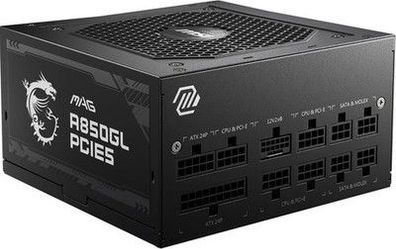 MSI MAG A850GL PCIE5 Netzteil, 850W, 80 Plus Gold, voll modular, ATX 3.0, 120mm