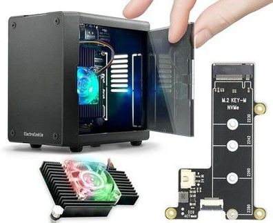 ElectroCookie Mini-PC-Gehäuse für Raspberry Pi 5 mit M.2 NVMe SSD PCIe HAT