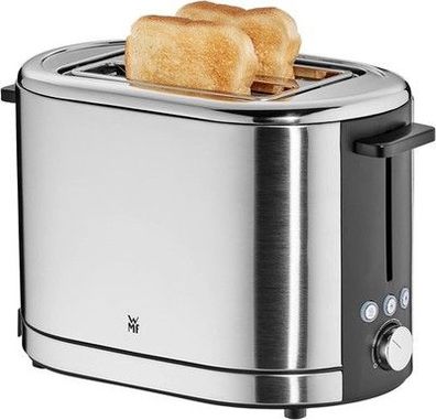 WMF Lono Toaster 2 Scheiben Edelstahl, Doppelschlitz Toaster mit Brötchenaufsatz
