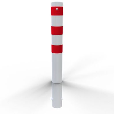 Schake Stahlrohrpoller ortsfest aus Stahlrohr verzinkt Ø152x3,2mm weis mit rot refl