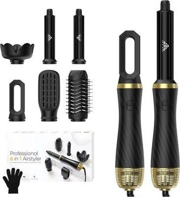 Haartrockner & Haarstyler 6 in 1, Airstyler Set Luft Lockenstab Rundbürstenföhn