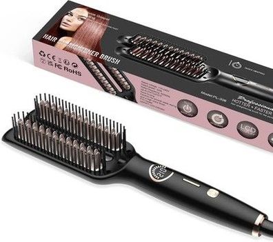 Glättbürste, UKLISS Doppel Glättungskamm Hair Straightener Brush mit LED-Anzeige