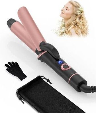 UKLISS Mini Lockenstab für Kurze Haare, 25mm Reise Kleine Locken, LCD Display