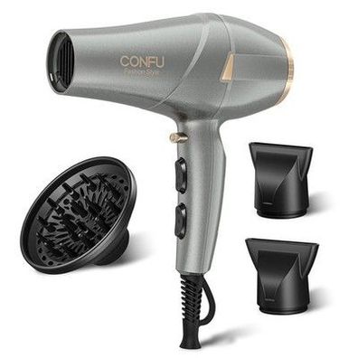 CONFU 2300W Föhn Ionen Technologie Salon Fön Haartrockner mit Diffusor, in Grau