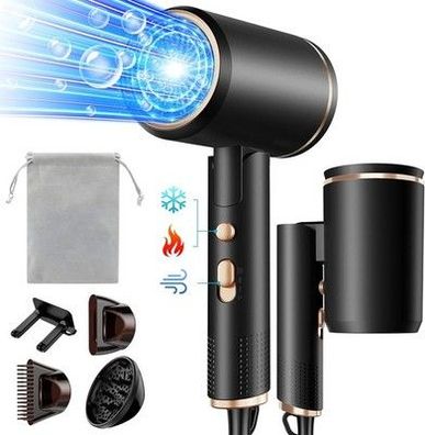 Vbrisi Föhn, Fön, 2400W Klappbar Ionen Haartrockner, Hair Dryer Schwarz Diffusor