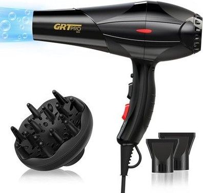 Haartrockner Fön Professionell Ionen Profi Fön 2400W AC-Motor Haarföhn schwarz