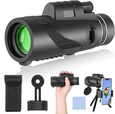 PAHTTO Monokular 80x100 Zoom, Monokulare Teleskop Fernrohr mit Handy Halterung