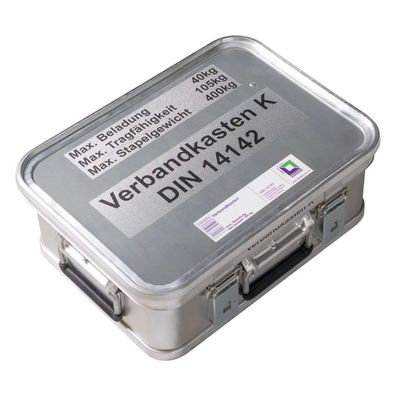 MUNK Rettungstechnik Aluminium Kasten 400x300x150mm mit Deckel, Beschriftung "Verban