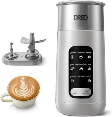 Dreo Milchaufschäumer, 8-in-1 Elektrischer Aufschäumer, 255.1 g/270ml, Silber