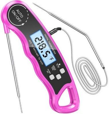 Cirycase Doppelsonden Fleisch-Thermometer, Sofort Lesen mit 102cm-Edelstahlkabel