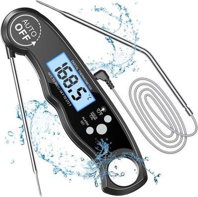 Cirycase Fleischthermometer Digital, Sofort Ablesbares Bratenthermometer schwarz