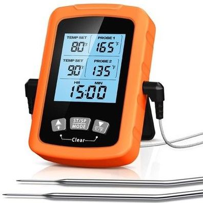 Cirycase Fleischthermometer Digital, Grillthermometer mit Auto ON/OFF, Timer