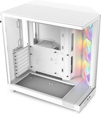 NZXT H6 Flow RGB CC-H61FW-R1 Mid-Tower Gehäuse mit 3 x 120 mm-Lüfter RGB, weiß