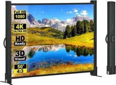 Beamer Leinwand mit Ständer, 50 Zoll 4:3, Tragbar Projektor Leinwand, Leinwände