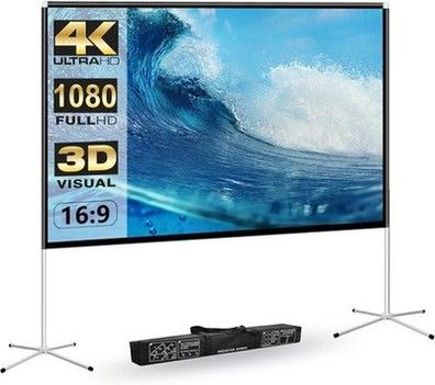 Projektor Leinwand Projektion Bildschirm und Stand 120-Zoll tragbare mit Tasche