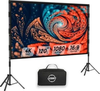 Beamer Leinwand Stativ 120 Zoll Outdoor Tragbare Projektor-Leinwand 16:9 4K HD