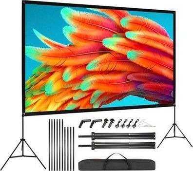 100" Leinwand Beamer HD 4K Stativleinwand, 160 Grad Betrachtungswinkel Beamer