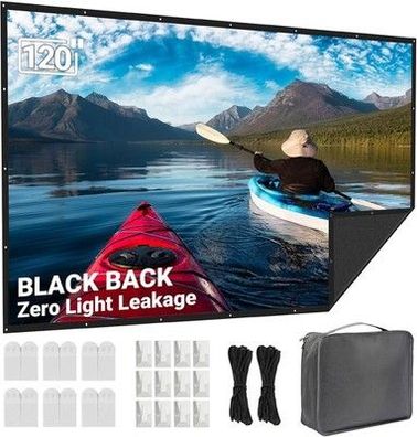 Beamer Leinwand 120 Zoll Outdoor: LEORFI Schwarzer Hintergrund, mit Tragetasche