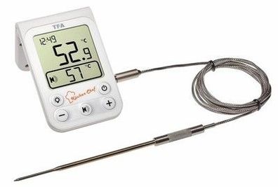 TFA Dostmann Küchen-Chef Digitales Grill-Bratenthermometer Kunststoff, weiß