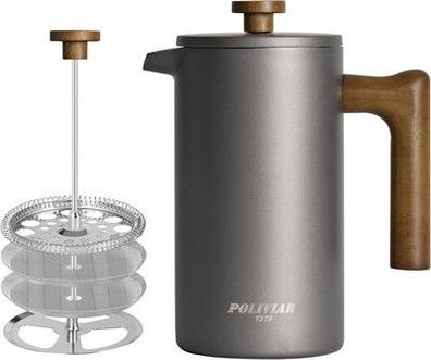 Poliviar French Press Kaffeebereiter 1 Liter/8 Tassen, Doppelwandige Isoliert