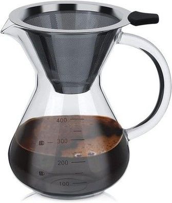 HERCHR Pour Over Kaffeemaschine, Pour Over Kaffeebereiter Mit Filter (400ml)