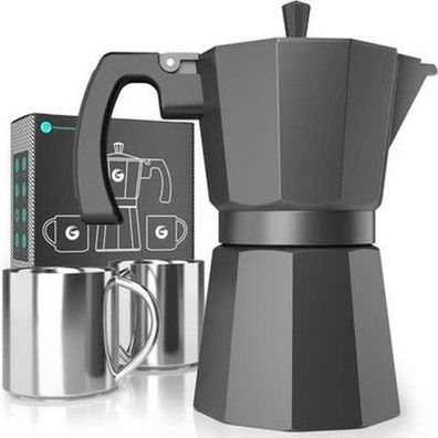 Coffee Gator Espressokocher Herdplatte 6 Tassen - 350 ML Aluminium Moka-Kanne