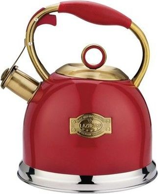 Flötenkessel Wasserkessel, 3L Edelstahl Pfeifkessel Für Induktionsherde, in Rot