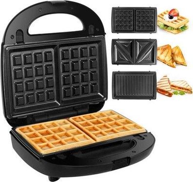 Gotoll Sandwichmaker 3 in 1, Waffeleisen Sandwichtoaster, 750 W, Betriebsampel