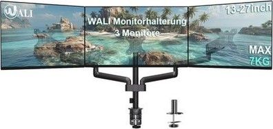 WALI Monitorhalterung 3 Monitore Tischhalterung VESA 75x75/100x100mm bis 27 Zoll