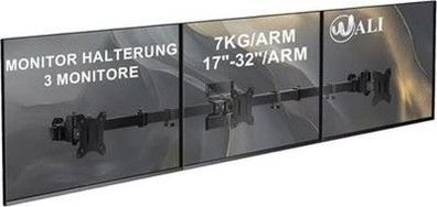 WALI Monitor Halterung 3 Monitore - für 17 - 32 Zoll Bildschirme Monitorarm