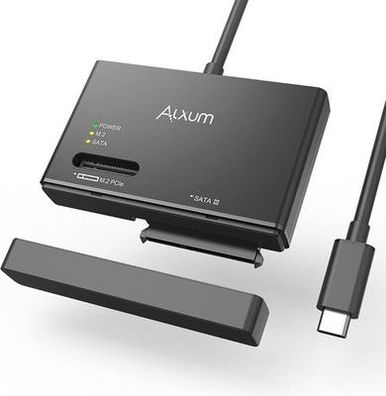 Alxum M2 NVME Gehäuse und SATA Adapter, 10Gbps M2 SSD Gehäuse, USB 3.2 Typ C M.2