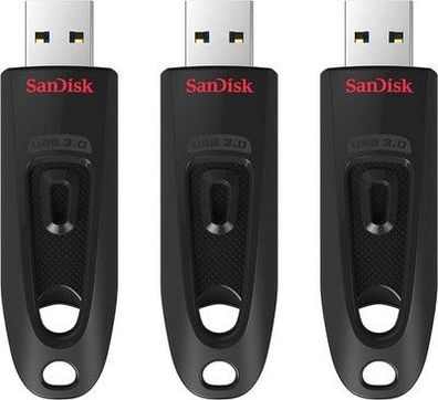 SanDisk Ultra USB 3.0 Flash-Laufwerk 64 GB 3er-Pack (Passwortschutz, schwarz)