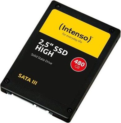 Intenso Interne 2,5" SSD SATA III High, 480 GB, 520 MB/Sekunden, in Schwarz