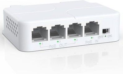 YuanLey 4 Port PoE Extender mit 3 PoE Ausgängen, IEEE 802.3af/at Mini 4 Kanal