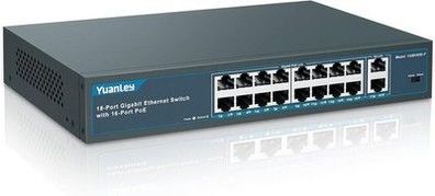YuanLey 18 Port Gigabit PoE Switch, 16 PoE+ Port 1000 Mbps 2 Gigabit Uplink 250W