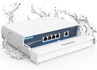 YuanLey 4-Port PoE Switch Gigabit Wasserdichter Outdoor Ethernet Unmanaged 78W