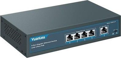 YuanLey 5 Port Gigabit PoE Switch mit 4 Port PoE, 802.3af/at 78W Lüfterlos