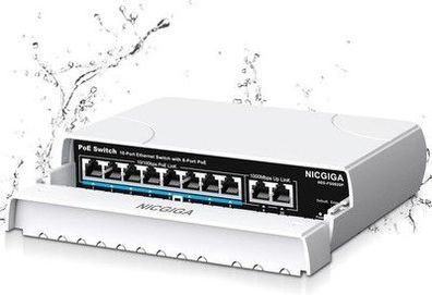 Nicgiga Wasserdicht 8-Port PoE Switch mit 8 Port PoE+@120W + Gigabit Uplink Port