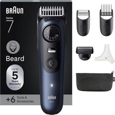Braun Barttrimmer Series 7, Elektrischer Bartschneider Herren mit 6 Zubehörteile