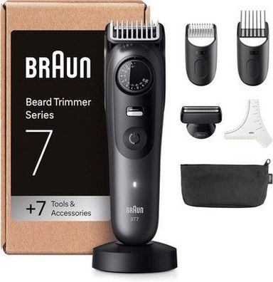 Braun Barttrimmer Series 7, Elektrischer Bartschneider Herren mit 7 Zubehörteile