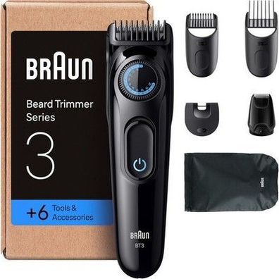 Braun Barttrimmer Series 3, Elektrischer Bartschneider Herren, 6 Zubehörteile