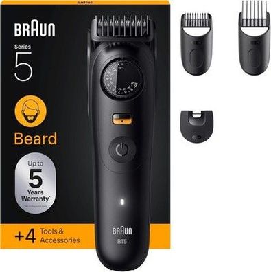 Braun Barttrimmer Series 5, Elektrischer Bartschneider Herren mit 4 Zubehörteile