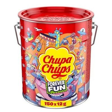 Chupa Chups Best of Lollipop-Eimer, enthält 150 Lutscher in 5 Sorten, 150 x 12g